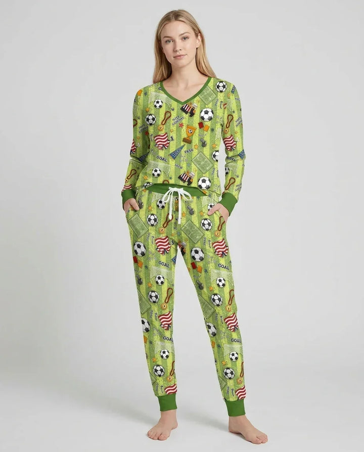 I Love Sports Soccer Bamboo Women Pajama Set