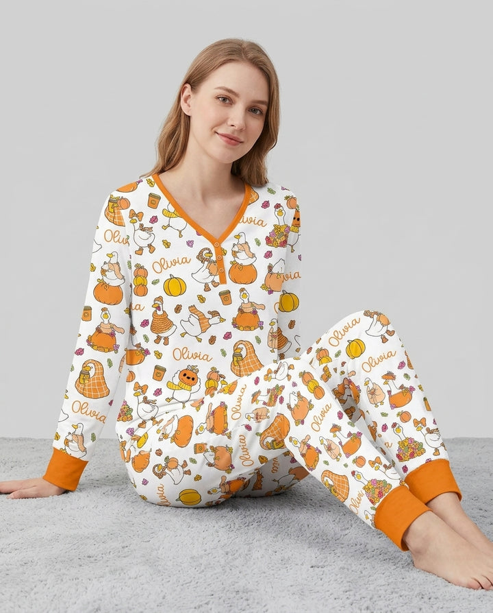 Fall Silly Goose Bamboo Women Pajama Set