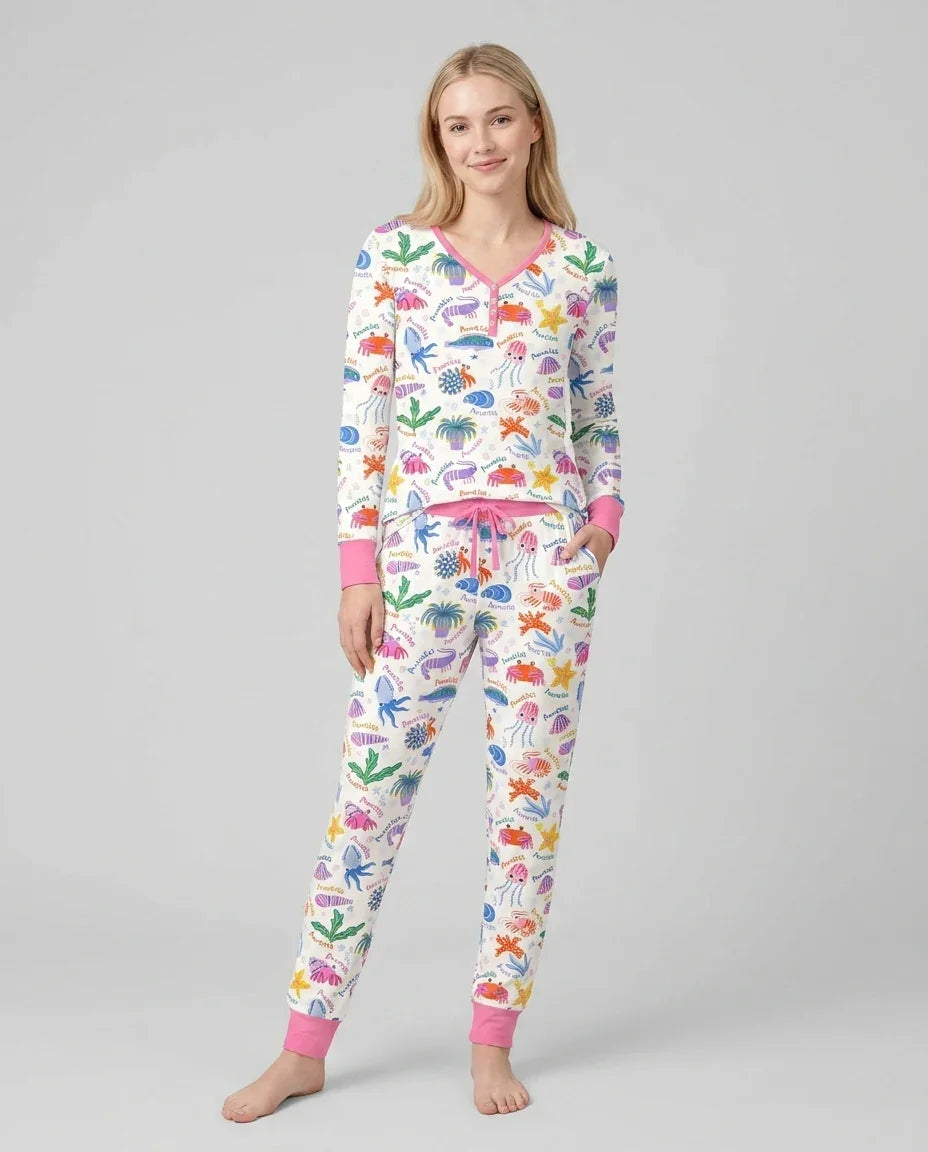 Tide Pool Pals Custom Name Bamboo Women Pajama Set
