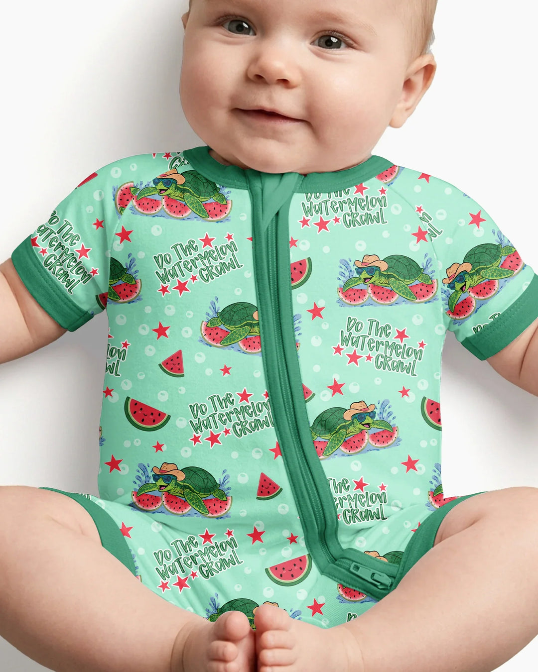Watermelon Turtle Family Matching Bamboo Shorty Zippy