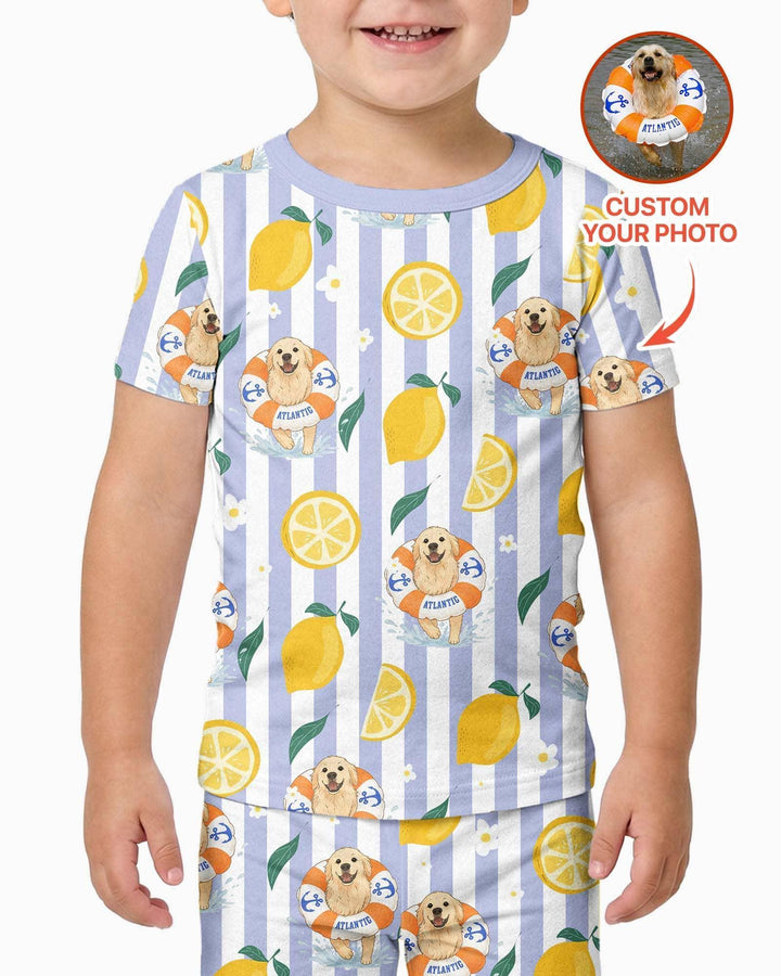 Custom Image Summer Lemon Bamboo Two Piece Short Sleeve Pajama Set