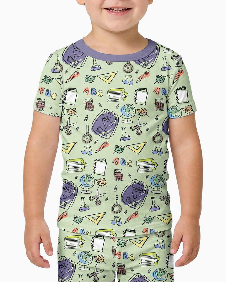 Doodle School Days Bamboo Two Piece Short Sleeve Pajama Set