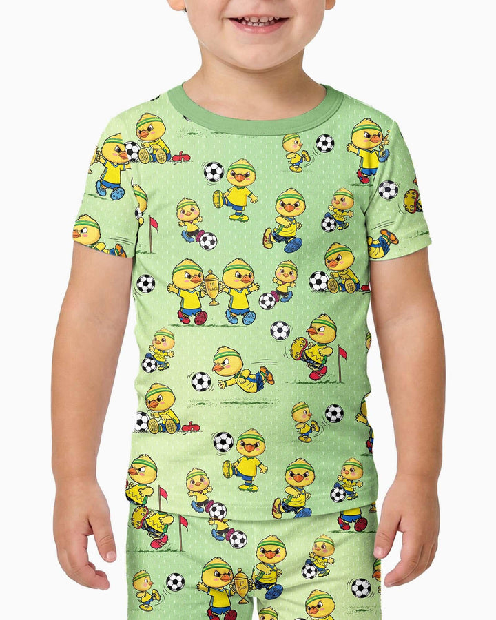 Brasil Soccer Fan Family Matching Bamboo Two Piece Short Sleeve Pajama Set