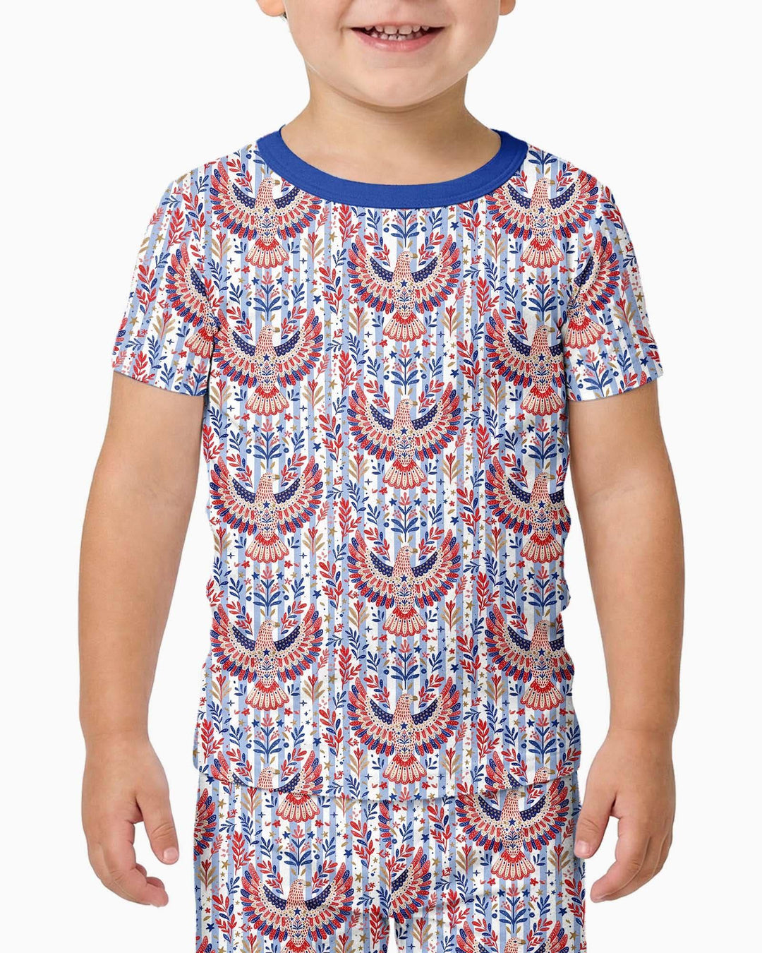 Patriotic Eagle Bamboo Two Piece Short Sleeve Pajama Set