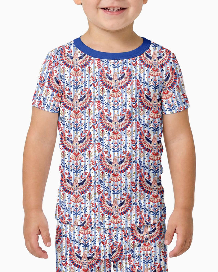 Patriotic Eagle Bamboo Two Piece Short Sleeve Pajama Set