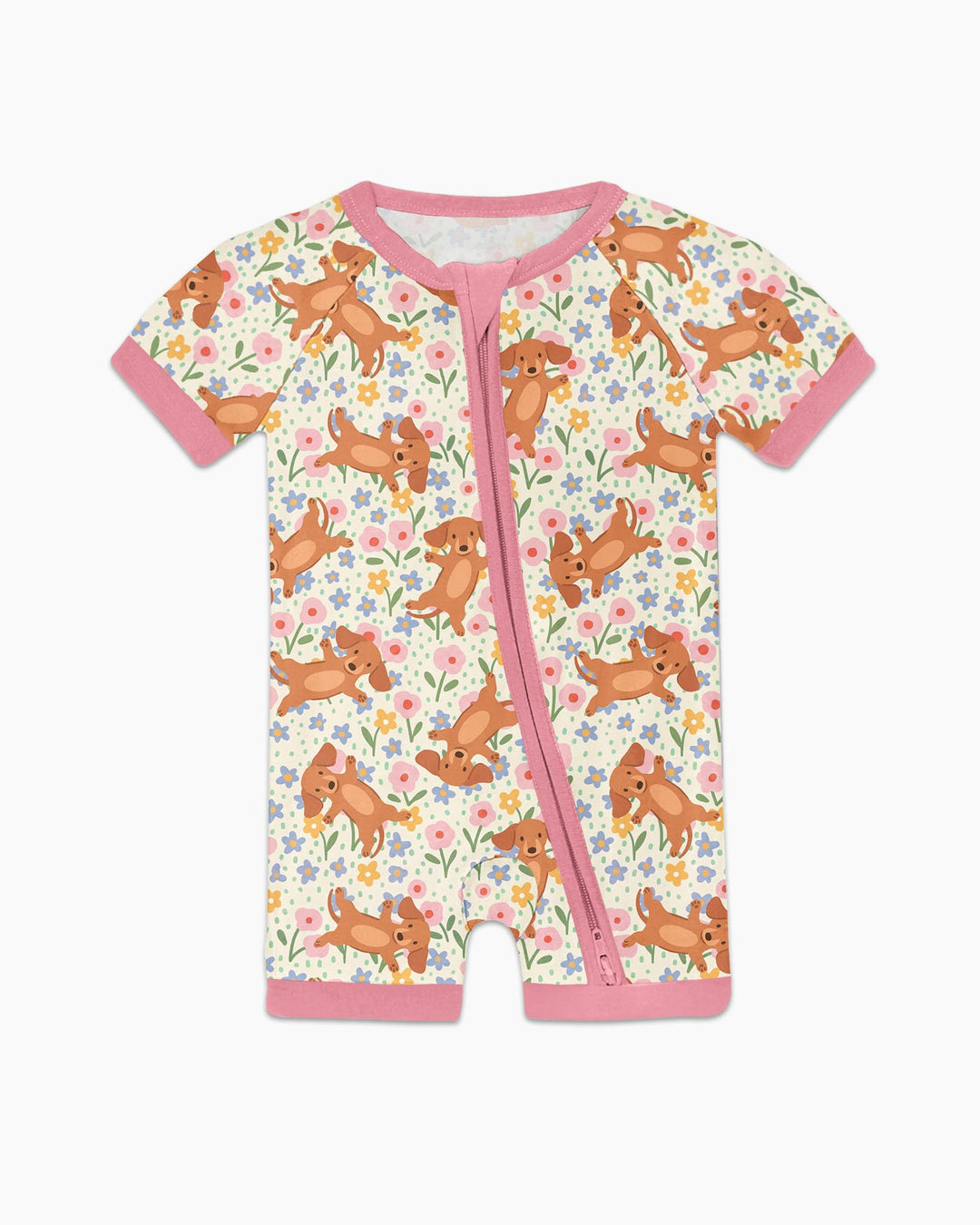 Dachshund Blooms Family Matching Bamboo Shorty Zippy