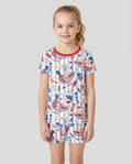 Patriotic Mallard Duck Bamboo Two Piece Short Sleeve Shorts Pajama Set