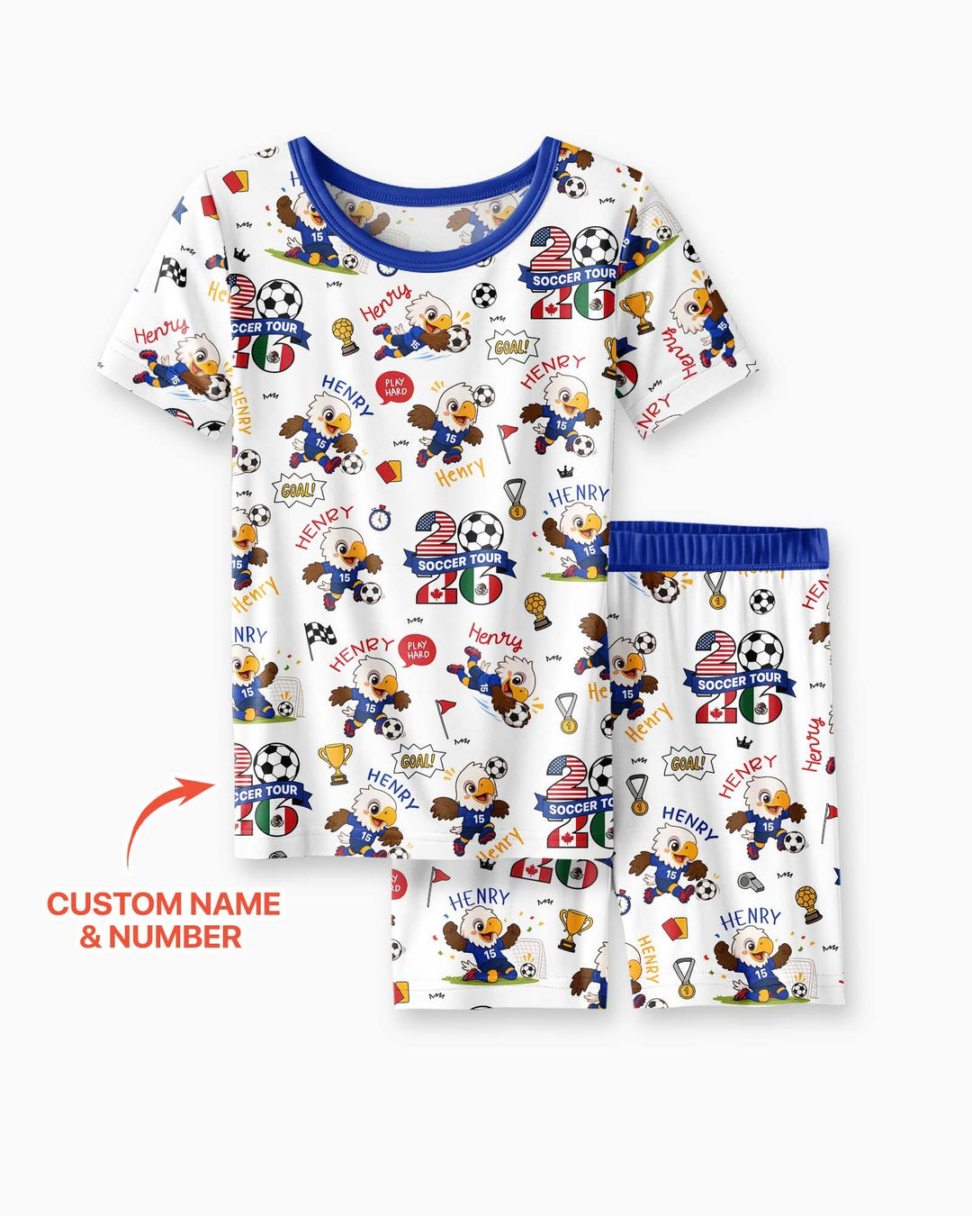 USA We Are Champions Soccer Tour 2026 Bamboo Two Piece Short Sleeve Shorts Pajama Set