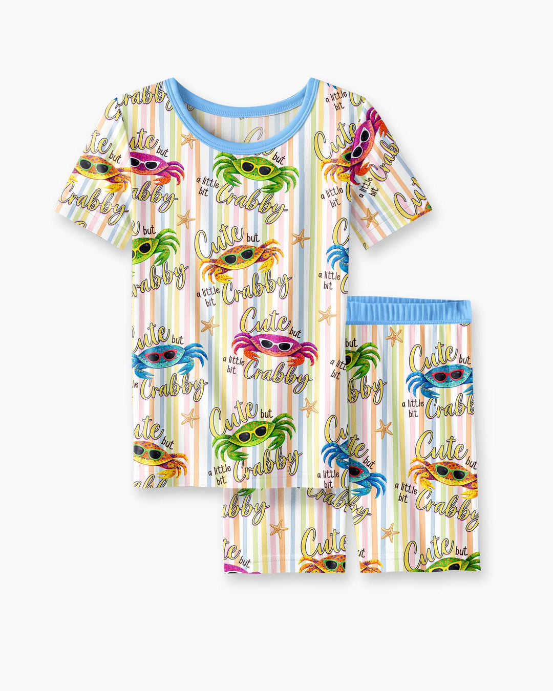 Cute But A Little Bit Crabby Bamboo Two Piece Short Sleeve Shorts Pajama Set