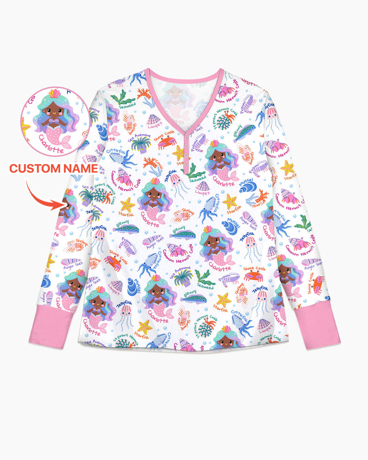 Personalized Cute Mermaid Bamboo Women Pajama Set