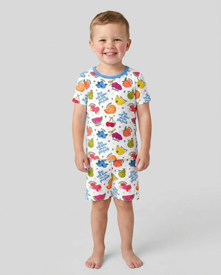 They Will Know You By Your Fruits Bamboo Two Piece Short Sleeve Shorts Pajama Set