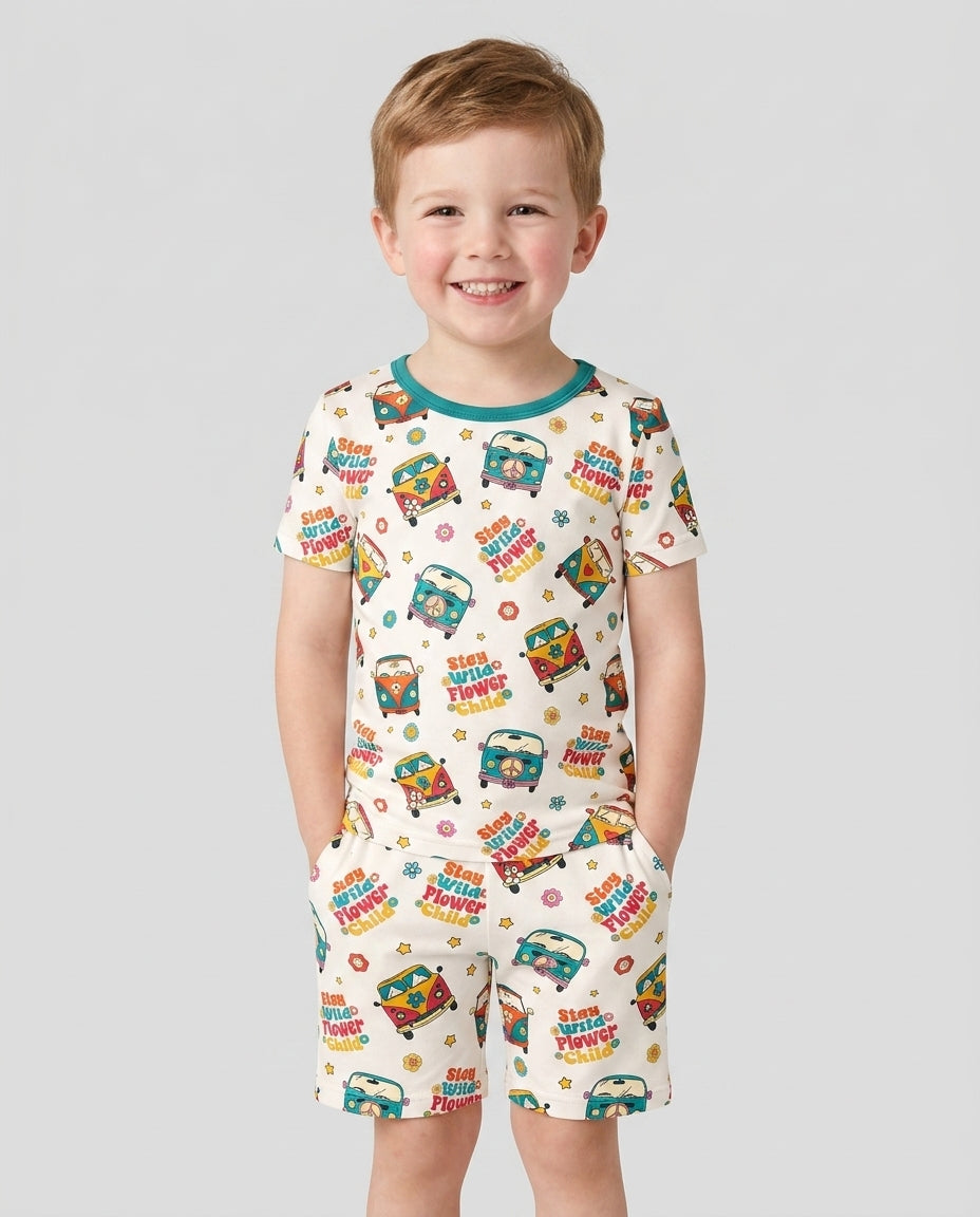 Template Bamboo Two Piece Short Sleeve Shorts Pyjamas Set
