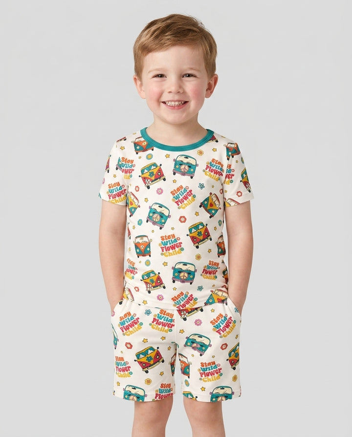 Template Bamboo Two Piece Short Sleeve Shorts Pyjamas Set