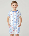 Red, White & Beachy Family Matching Bamboo Two Piece Short Sleeve Shorts Pajama Set