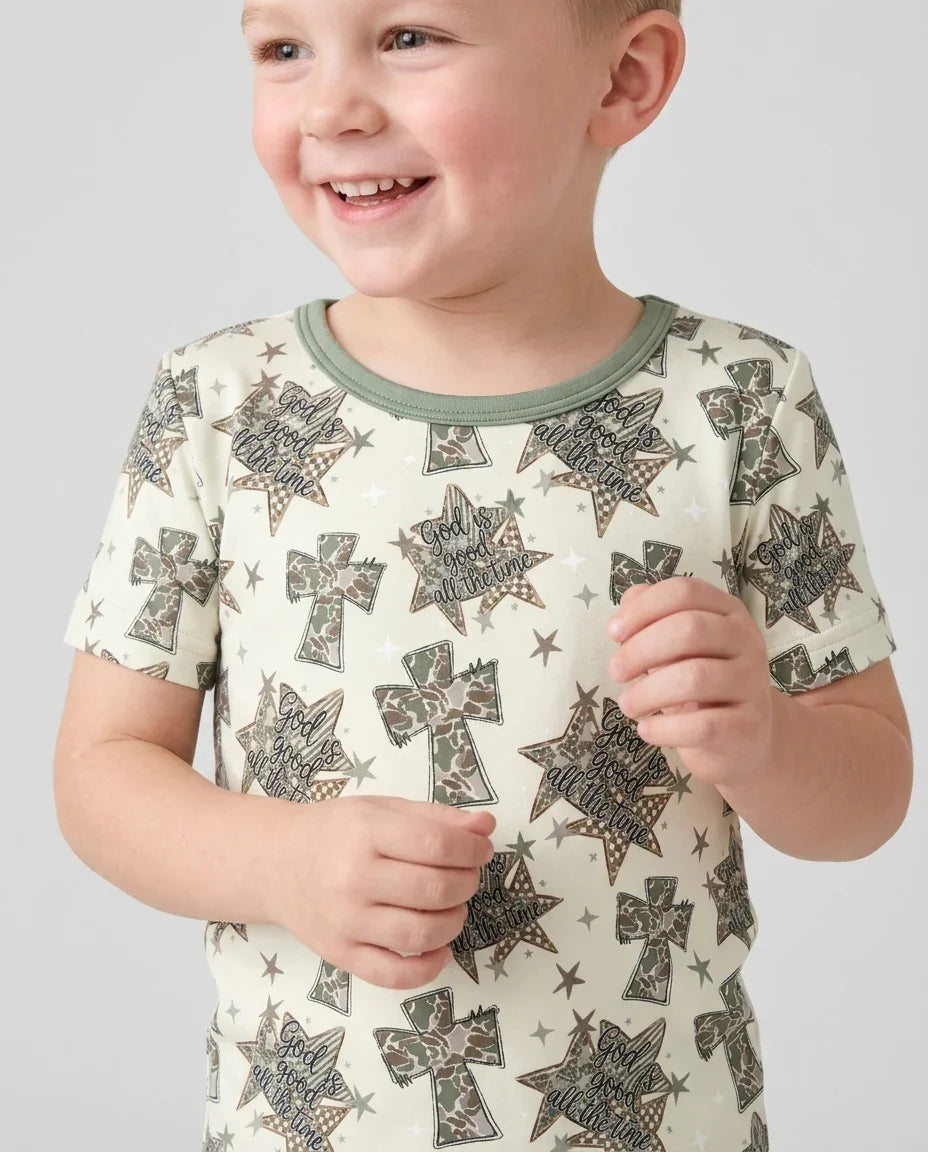 Template Bamboo Two Piece Short Sleeve Shorts Pyjamas Set