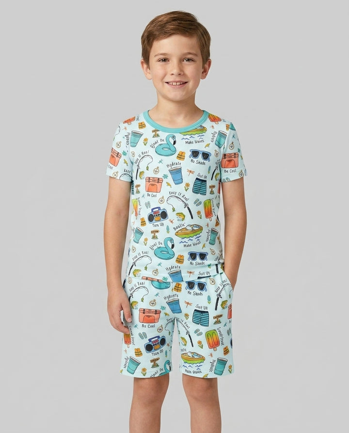 Lake Days Bamboo Two Piece Short Sleeve Shorts Pajama Set