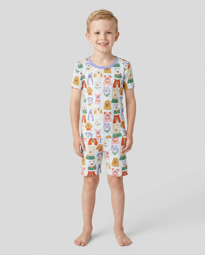 Puppy Portrait Bamboo Two Piece Short Sleeve Shorts Pajama Set