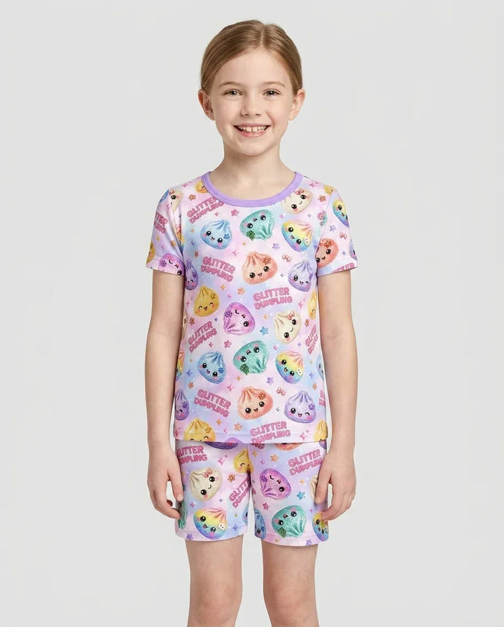 Glitter Dumpling Bamboo Two Piece Short Sleeve Shorts Pajama Set