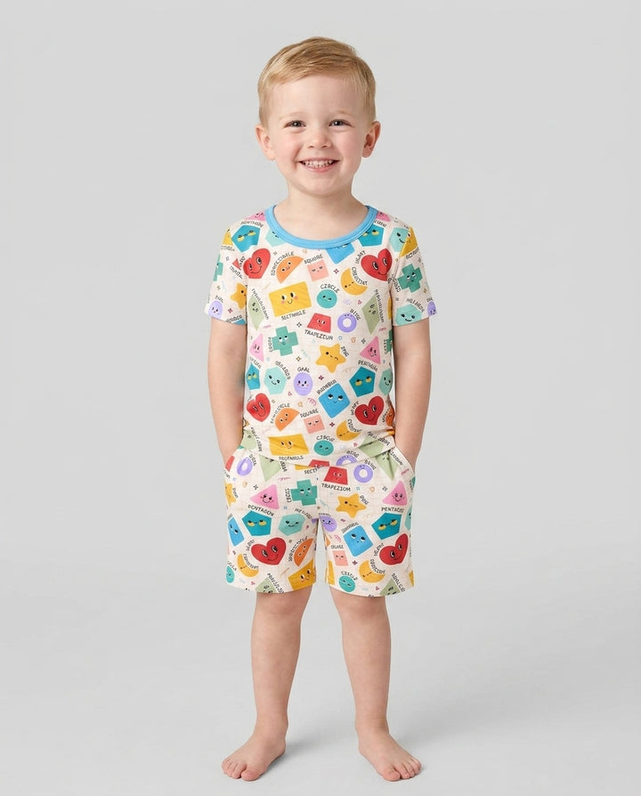 Happy Shape Squad Family Matching Bamboo Two Piece Short Sleeve Shorts Pajama Set