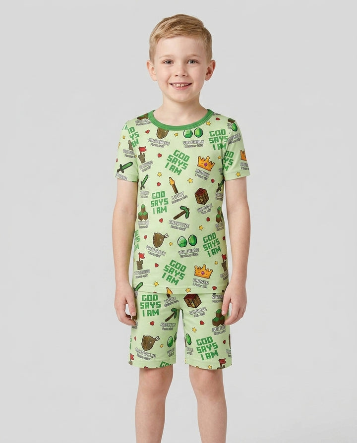 Template Bamboo Two Piece Short Sleeve Shorts Pyjamas Set