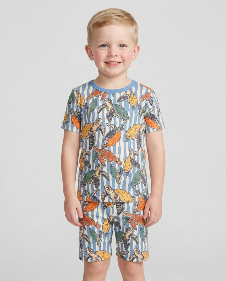 Turtle Bay Family Matching Bamboo Two Piece Short Sleeve Shorts Pajama Set