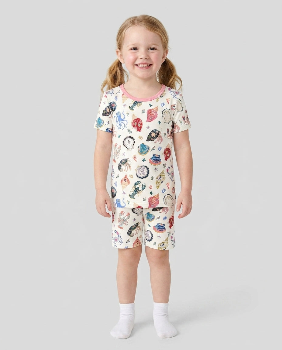 Preppy Coastal Bamboo Two Piece Short Sleeve Shorts Pajama Set