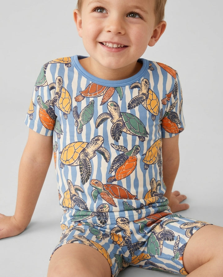 Turtle Bay Family Matching Bamboo Two Piece Short Sleeve Shorts Pajama Set