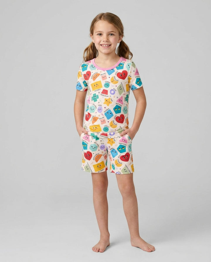 Happy Shape Squad Family Matching Bamboo Two Piece Short Sleeve Shorts Pajama Set