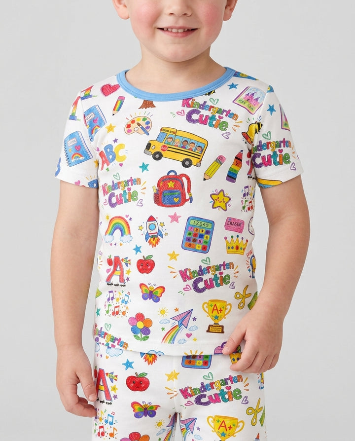 Kindergarten Cutie Bamboo Two Piece Short Sleeve Shorts Pajama Set