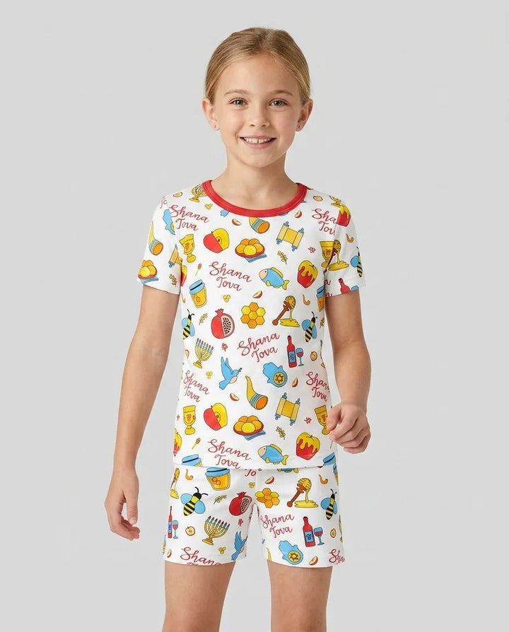 Shanah Tovah U'Metukah Bamboo Two Piece Short Sleeve Shorts Pajama Set