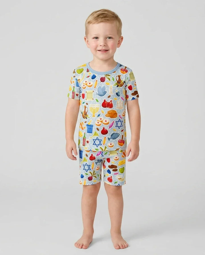 Shana Tovah Bamboo Two Piece Short Sleeve Shorts Pajama Set