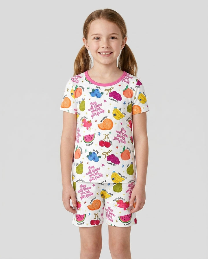 They Will Know You By Your Fruits Bamboo Two Piece Short Sleeve Shorts Pajama Set