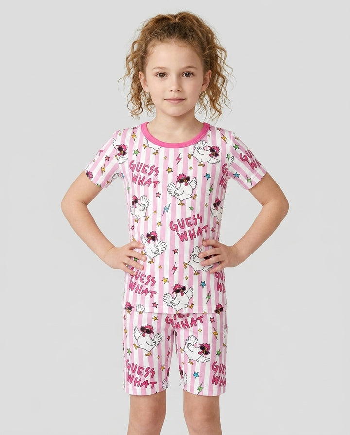 Guess What? Chicken Butt! Bamboo Two Piece Short Sleeve Shorts Pajama Set
