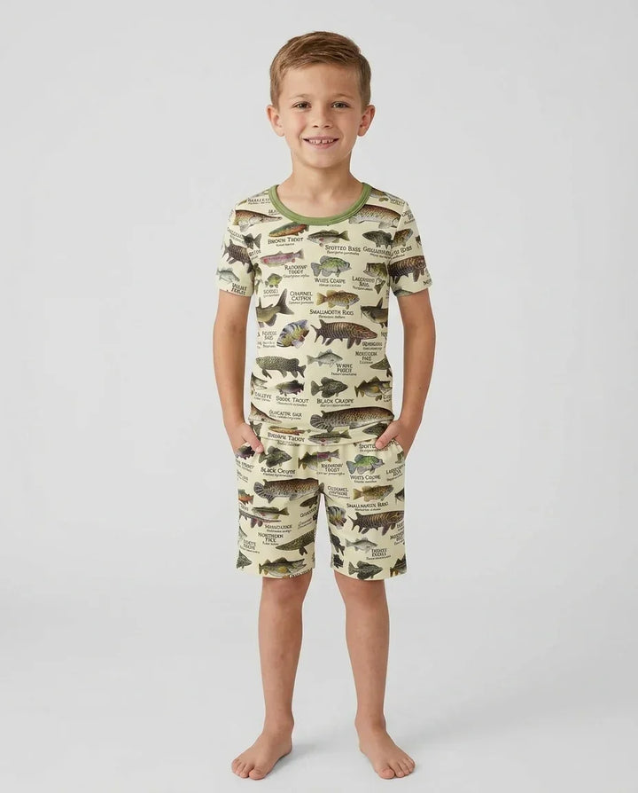 Fish Of America Bamboo Two Piece Short Sleeve Shorts Pajama Set