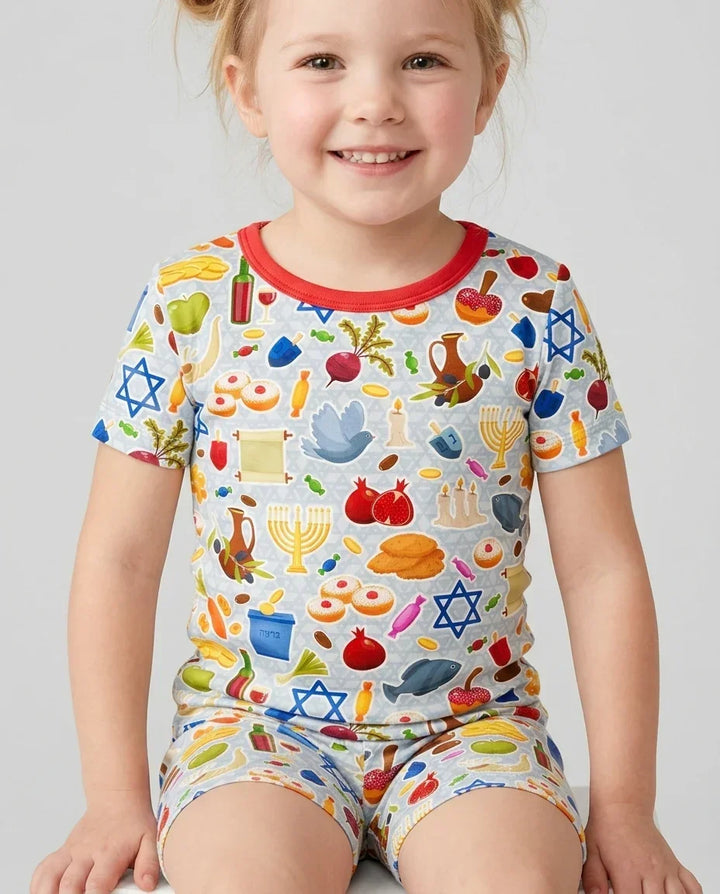 Shana Tovah Bamboo Two Piece Short Sleeve Shorts Pajama Set