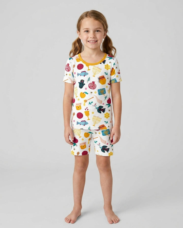 Shanah Tovah Party Bamboo Two Piece Short Sleeve Shorts Pajama Set