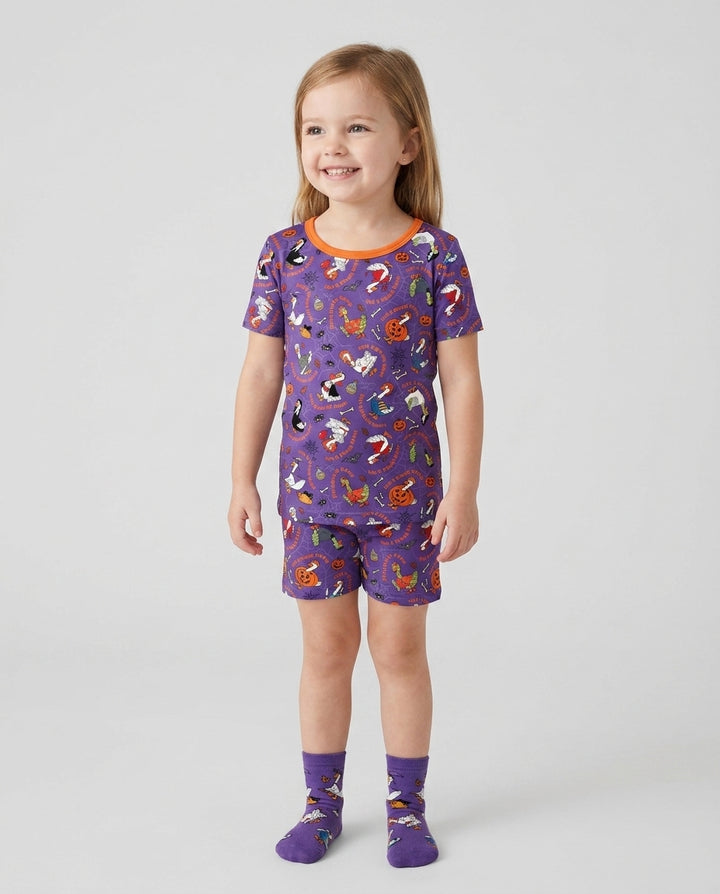 Just A Spooky Goose Family Matching Bamboo Two Piece Short Sleeve Shorts Pajama Set