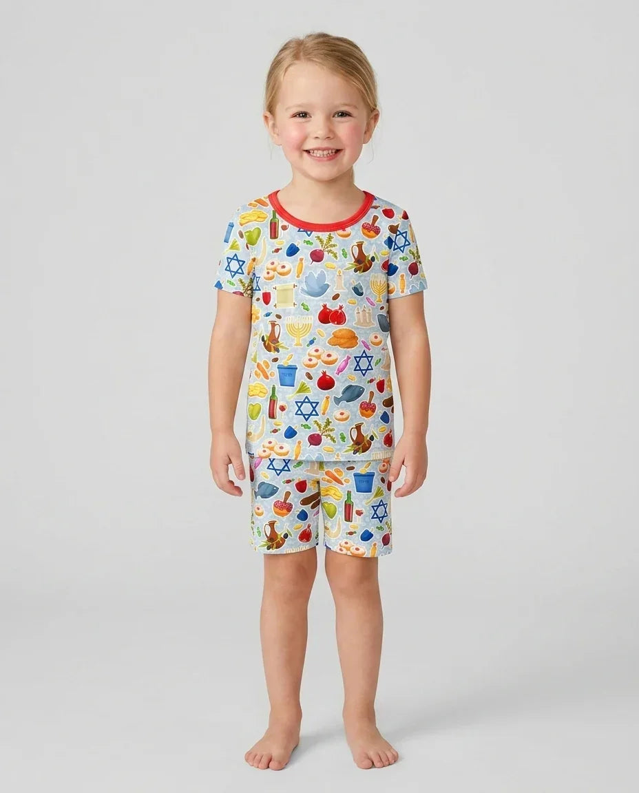 Shana Tovah Bamboo Two Piece Short Sleeve Shorts Pajama Set