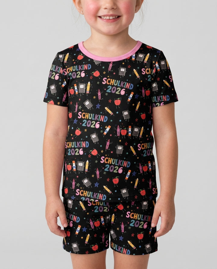 First Day Fun 2026 Bamboo Two Piece Short Sleeve Shorts Pajama Set