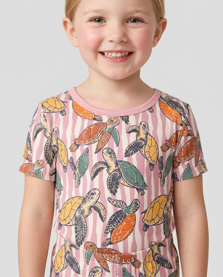 Turtle Bay Family Matching Bamboo Two Piece Short Sleeve Shorts Pajama Set