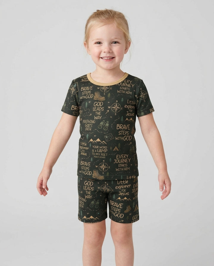 Template Bamboo Two Piece Short Sleeve Shorts Pyjamas Set
