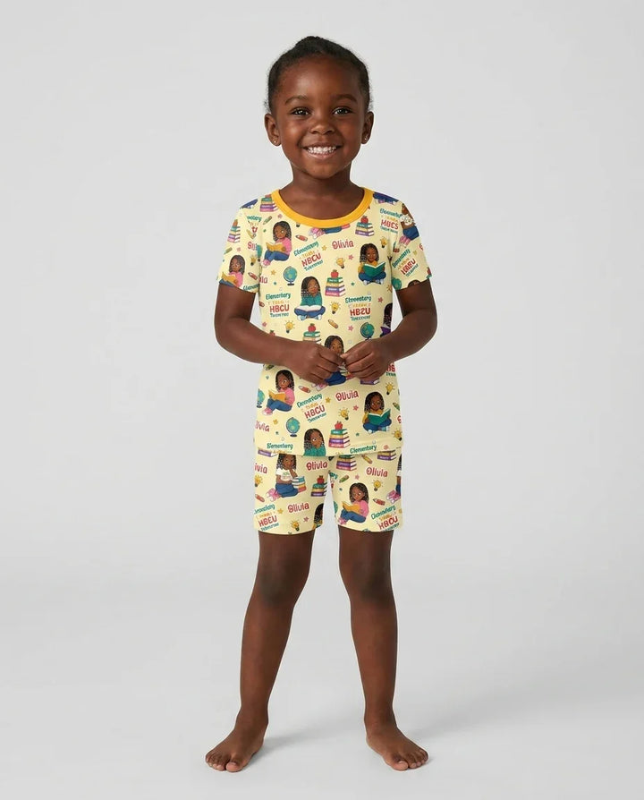 Custom Name Elementary Today HBCU Tomorrow Bamboo Two Piece Short Sleeve Shorts Pajama Set