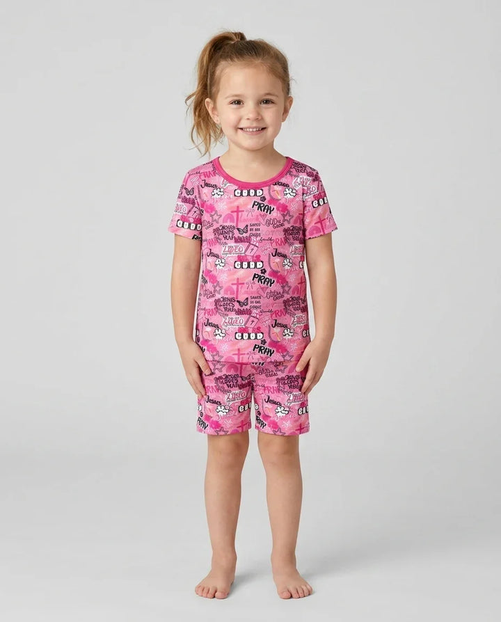 Template Bamboo Two Piece Short Sleeve Shorts Pyjamas Set