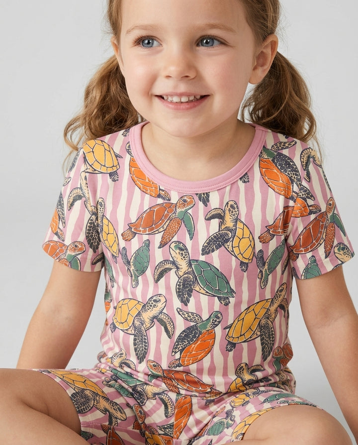 Turtle Bay Family Matching Bamboo Two Piece Short Sleeve Shorts Pajama Set