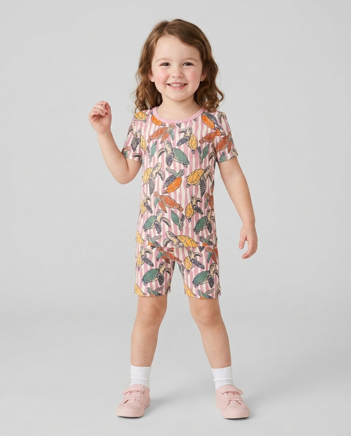Turtle Bay Family Matching Bamboo Two Piece Short Sleeve Shorts Pajama Set
