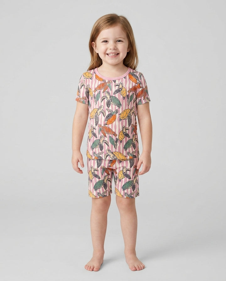 Turtle Bay Family Matching Bamboo Two Piece Short Sleeve Shorts Pajama Set