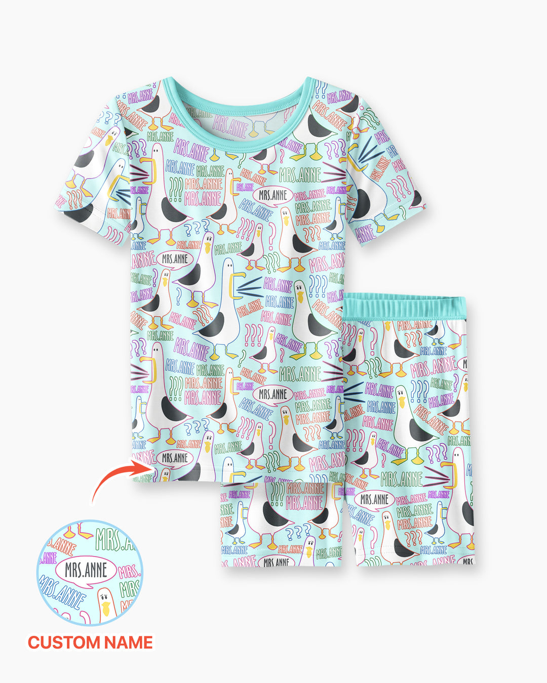 Teacher Teacher Teacher Funny Seagull Bamboo Two Piece Short Sleeve Shorts Pajama Set