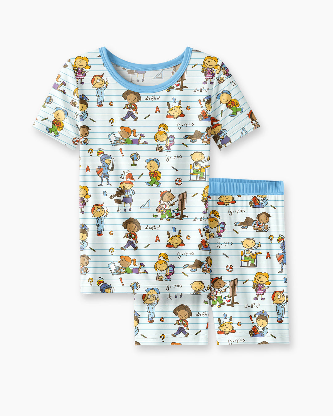 School Days Adventure Bamboo Two Piece Short Sleeve Shorts Pajama Set