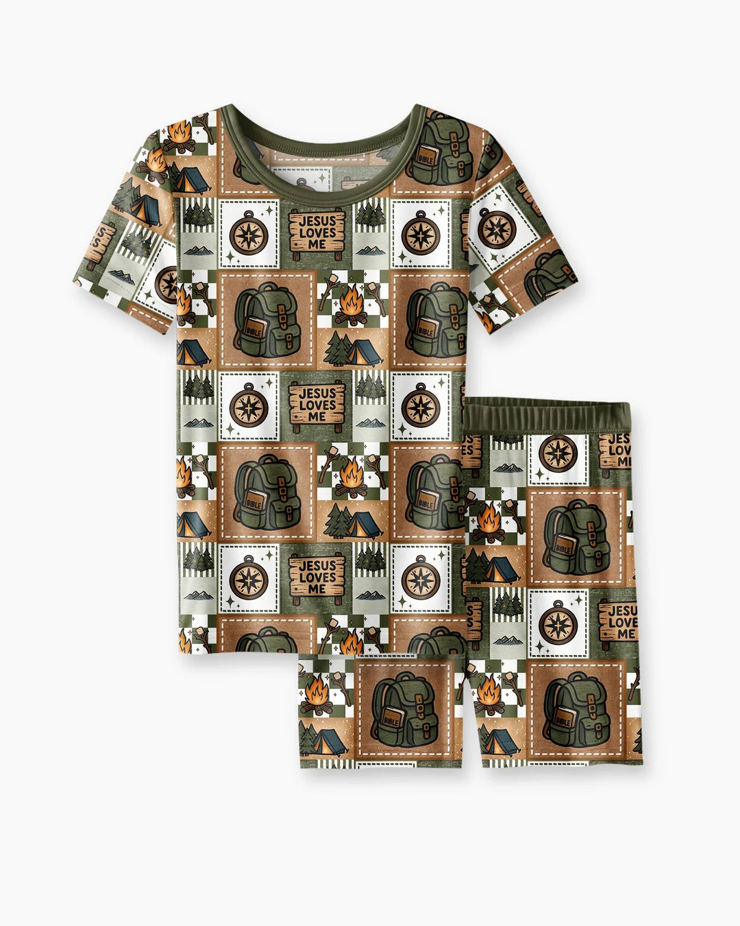 Template Bamboo Two Piece Short Sleeve Shorts Pyjamas Set