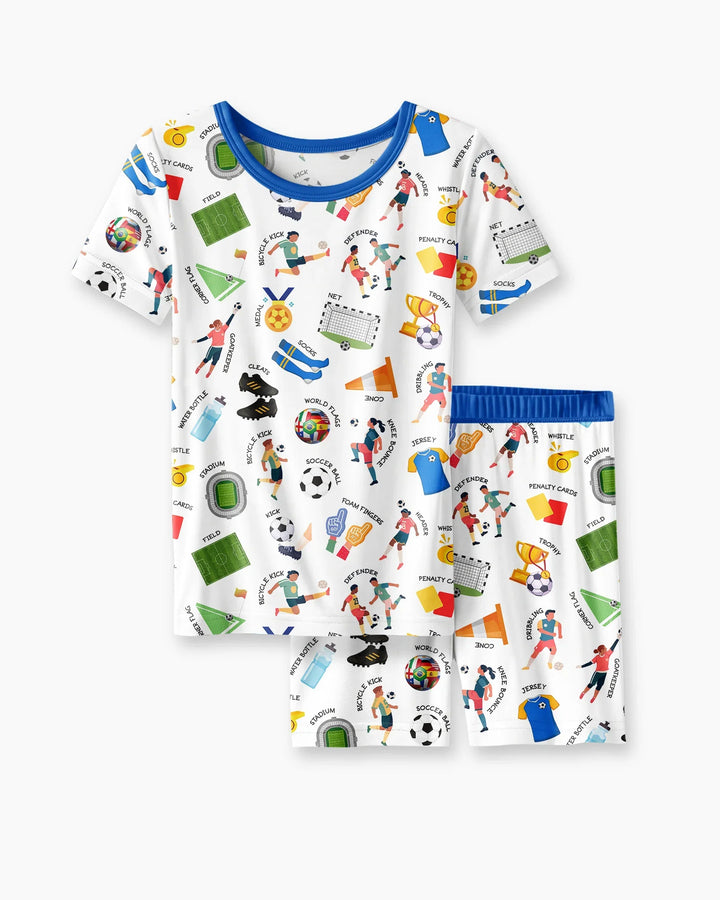 Soccer Fever All About The Game Two Piece Short Sleeve Shorts Pajama Set